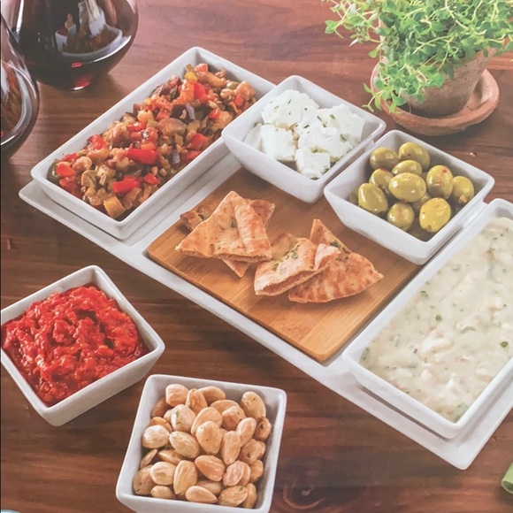 8 piece Ceramic & Bamboo Serving Set - Picture 3 of 3